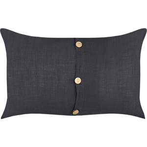 Beliani Set of 2 Decorative Cushions Black Linen Cotton 30 x 50 cm Decorative Buttons Classic Retro Decor Accessories Material:Linen Size:30x8x50