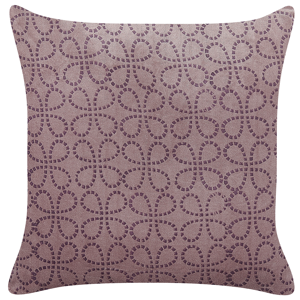 Beliani Decorative Cushion Pink Velvet and Cotton 45 x 45 cm Geometric Pattern Block Printed Boho Decor Accessories Material:Velvet Size:45x10x45