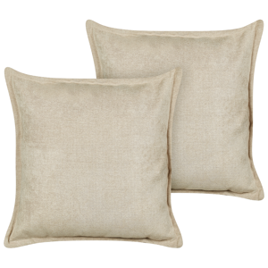 Beliani Set of 2 Scatter Cushions Beige Polyester Fabric Solid Pattern 60 x 60 cm Home Decor Accessories Material:Polyester Size:60x7x60