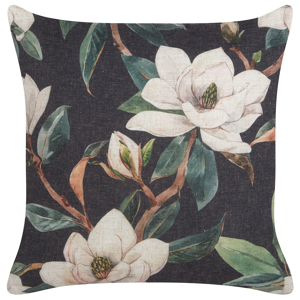 Beliani Decorative Cushion Black Multicolour Floral Pattern 45 x 45 cm Vintage Boho Decor Accessories Material:Polyester Size:45x12x45