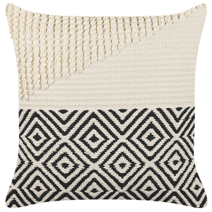 Beliani Decorative Cushion White and Blue Cotton 45 x 45 cm with Tassels Boho Decor Accessories Material:Cotton Size:45x14x45