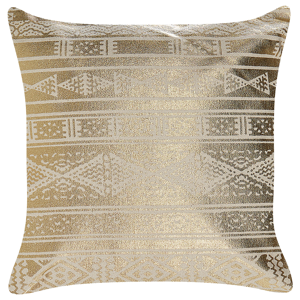 Beliani Decorative Cushion Gold Cotton 50 x 50 cm Geometric Pattern Foil Print Glamour Decor Accessories Material:Cotton Size:50x15x50
