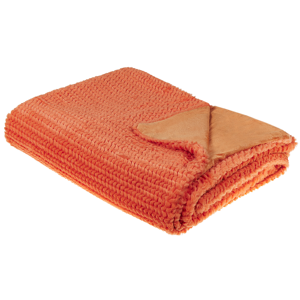 Beliani Blanket Orange Polyester 150 x 200 cm Furry Soft Pile Bed Throw Cover Home Accessory Material:Polyester Size:x1x150