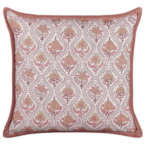 Beliani Scatter Cushion Cotton Flower Pattern 45 x 45 cm Decorative Piping Removable Cover Decor Accessories Material:Cotton Size:45x10x45