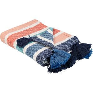 Beliani Throw Blanket Multicolour Polyester PET 130 x 150 cm with Decorative Tassels Striped Pattern Material:Polyester Size:x1x130