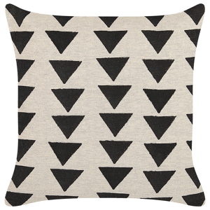 Beliani Scatter Cushion Beige and Black Cotton 45 x 45 cm Triangle Geometric Pattern Handmade Removable Cover with Filling Material:Cotton Size:45x10x45