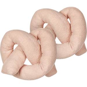 Beliani Set of 2 Cushions Pink 172 x 14 cm Teddy Fabric Throw Pillows Decorative Soft Filling Multiple Shapes Accessories Living Room Bedroom Material:Faux Fur Size:14x14x172