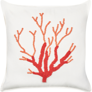 Beliani Scatter Cushion White Cotton 45 x 45 cm Marine Coral Pattern Square Polyester Filling Home Accessories Material:Cotton Size:45x10x45