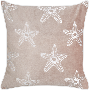 Beliani Scatter Cushion Pink Velvet 45 x 45 cm Marine Starfish Motif Square Polyester Filling Home Accessories Material:Velvet Size:45x10x45