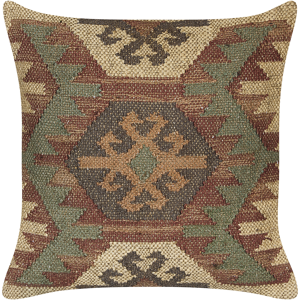 Beliani Scatter Cushion Multicolour Jute Cotton 45 x 45 cm Geometric Pattern Handmade Removable Cover with Filling Material:Jute Size:45x10x45