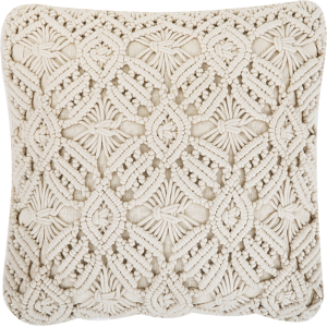 Beliani Decorative Cushion Beige Cotton Macramé 45 x 45 cm Rope Boho Retro Decor Accessories Material:Cotton Size:45x12x45