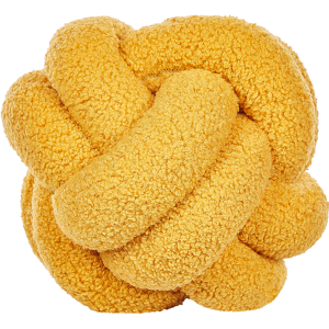 Beliani Decorative Cushion Yellow Boucle Knot Pillow 19 x 19 cm Decor Accessories Material:Boucle Size:19x19x19