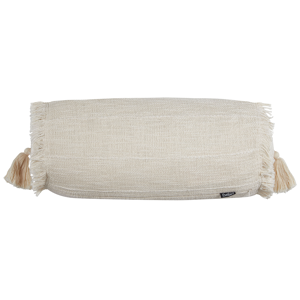 Beliani Decorative Cushion Beige Cotton Solid Pattern 20 x 50 cm Removable Cover Tassels Boho Décor Accessories Bedroom Living Room Material:Cotton Size:20x20x50