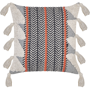 Beliani Decorative Cushion Multicolour Cotton 45 x 45 cm With Tassels Boho Chevron Pattern Material:Cotton Size:45x10x45