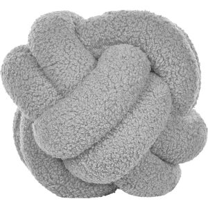 Beliani Decorative Cushion Grey Boucle Knot Pillow 19 x 19 cm Decor Accessories Material:Boucle Size:19x19x19