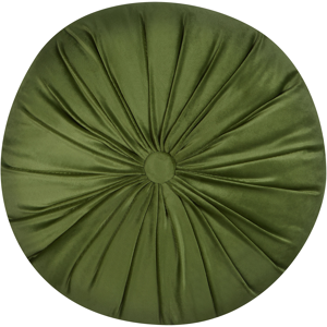 Beliani Decorative Cushion Green Velvet 38 cm Round Pleated Retro Décor Accessories Bedroom Living Room Material:Velvet Size:38x12x38