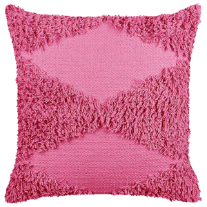 Beliani Decorative Cushion Pink Cotton 45 x 45 cm Geometric Pattern Boho Decor Accessories Material:Cotton Size:45x14x45