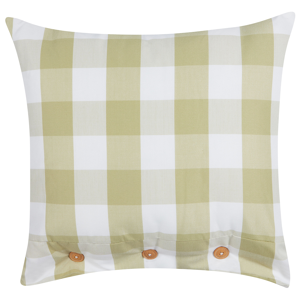 Beliani Scatter Cushion Green Fabric 45 x 45 cm Checked Pattern Cottage Style Textile Material:Polyester Size:45x12x45