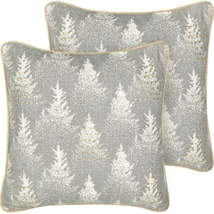 Beliani Set of 2 Scatter Cushions Grey 45 x 45 cm Christmas Tree Pattern Cotton Removable Covers Living Room Bedroom Material:Cotton Size:45x10x45