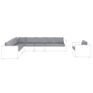 Beliani Cushion Covers Set for Garden Set Grey Polyester Fabric Seat and Back Cushion Cases Material:Polyester Size:65/65/35/35/35/65/64x10x120/100/58/60/50/60/64