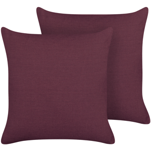 Beliani Set of 2 Decorative Cushions Purple Linen 45 x 45 cm Solid Colour Home Decoration Material:Linen Size:45x10x45