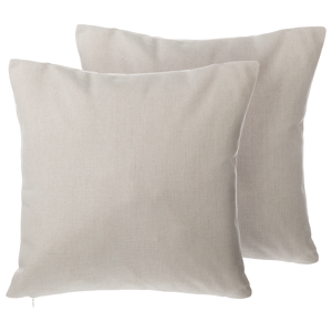 Beliani Set of 2 Decorative Cushions Beige Linen Studded 45 x 45 cm Rivets Minimalist Modern Decor Accessories Material:Polyester Size:45x12x45