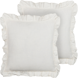 Beliani Set of 2 Scatter Cushions Off White 45 x 45 cm Decorative Throw Pillows Removable Covers Zipper Country Traditional Style Material:Linen Size:45x10x45