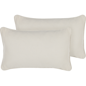 Beliani Set of 2 Throw Cushions White Cotton and Polyester Blend 30 x 50 cm Decorative Soft Home Accessory Solid Colour Material:Polyester Size:50x10x30