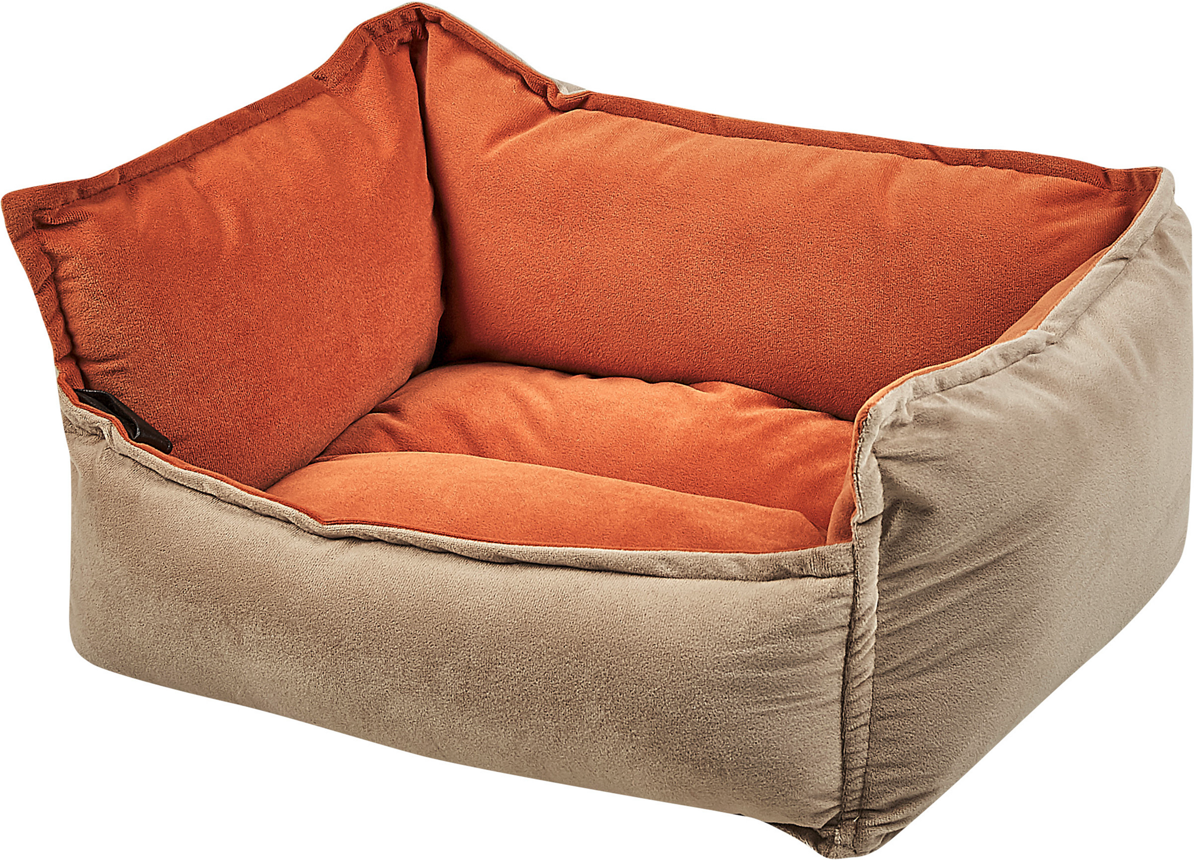 Beliani Pet Bed Orange Beige Polyester 50 x 35 cm Reversible Velvet Rectangular Dog Cat Soft Cuddler Cushion Living Room Bedroom Material:Velvet Size:35x18x50