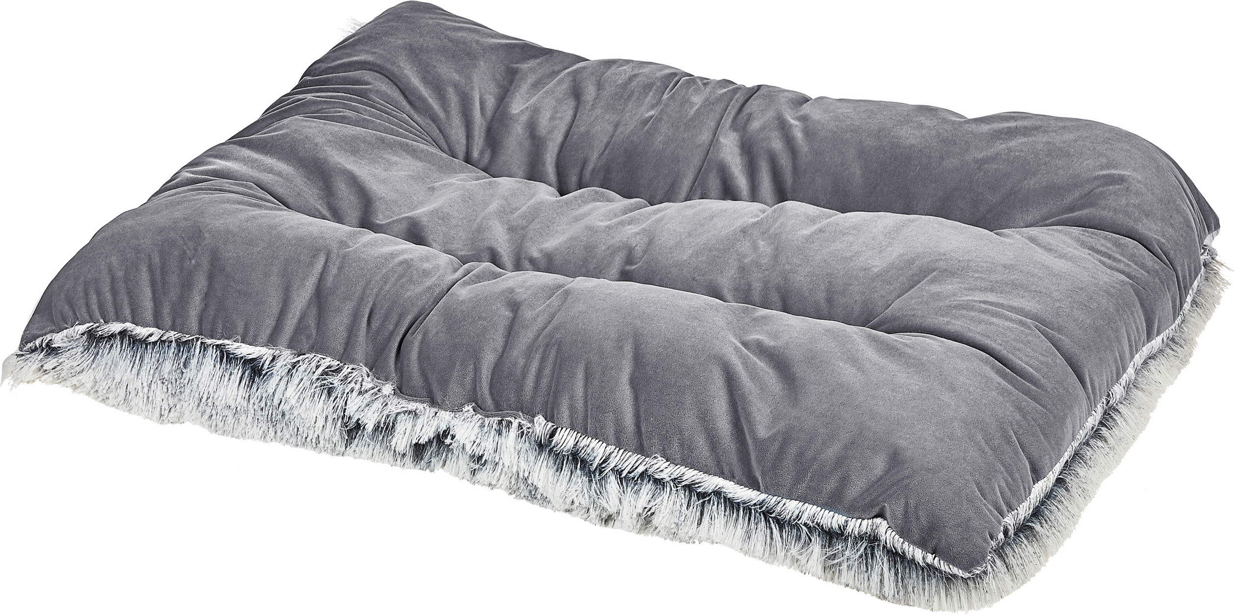 Beliani Pet Bed Grey Velvet Polyester 90 x 60 cm Rectangular Soft Cushion for Dogs Animals Material:Velvet Size:60x10x90