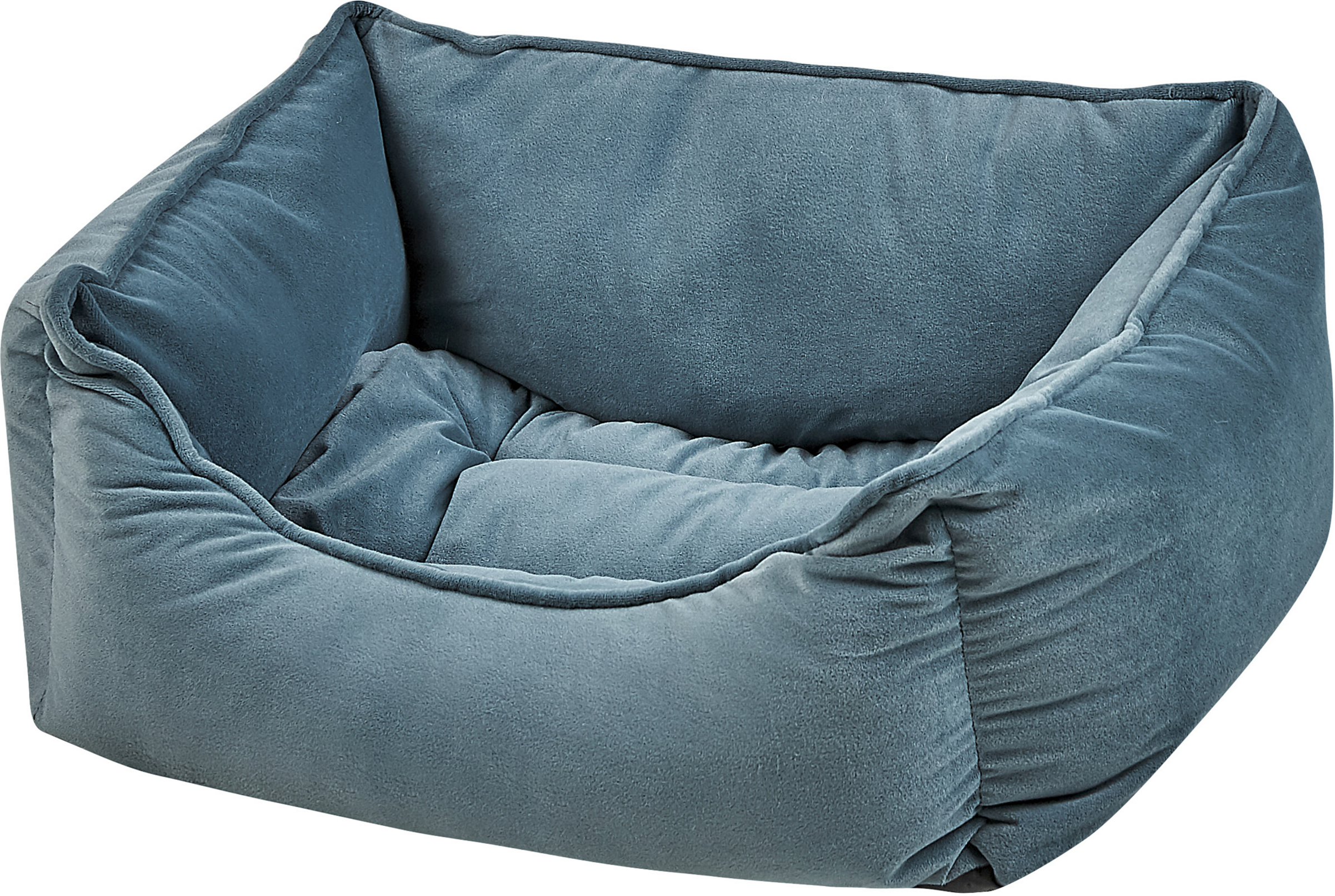 Beliani Pet Bed Blue Polyester 50 x 35 cm Velvet Rectangular Dog Cat Soft Cuddler Cushion Living Room Bedroom Material:Velvet Size:35x18x50