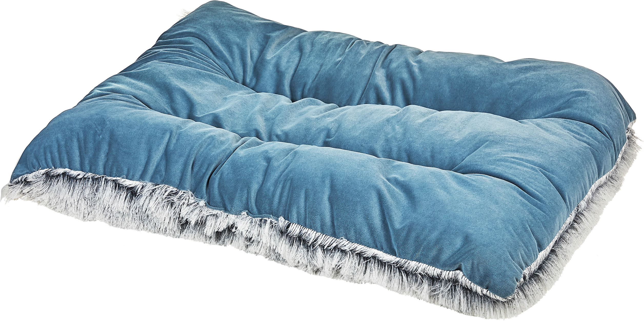 Beliani Pet Bed Blue Velvet Polyester 90 x 60 cm Rectangular Soft Cushion for Dogs Animals Material:Velvet Size:60x10x90