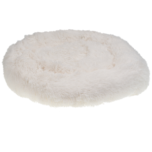 Beliani Pet Bed White Faux Fur ø 50 cm Round Dog Cat Soft Plushy Furry Cuddler Cushion  Material:Faux Fur Size:50x15x50