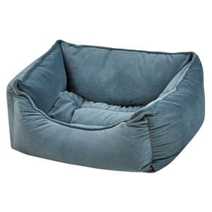 Beliani Pet Bed Blue Polyester 50 x 35 cm Velvet Rectangular Dog Cat Soft Cuddler Cushion Living Room Bedroom Material:Velvet Size:35x18x50