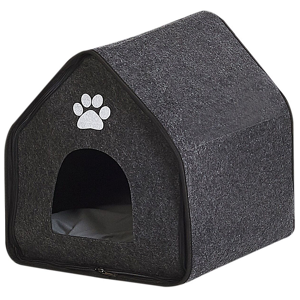 Beliani Dog House Grey Felt 40 x 40 cm Pet House with Pad Material:Felt Size:40x40x40