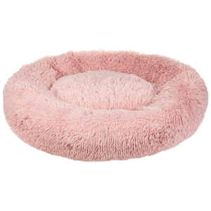 Beliani Pet Bed Pink Polyester 80 x 80 cm Round Dog Cat Soft Plushy Furry Cuddler Cushion Living Room Bedroom Material:Faux Fur Size:80x20x80