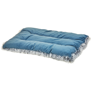 Beliani Pet Bed Blue Velvet Polyester 60 x 45 cm Rectangular Soft Cushion for Dogs Animals Material:Velvet Size:45x10x60