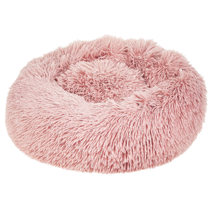 Beliani Pet Bed Pink Polyester 50 x 50 cm Round Dog Cat Soft Plushy Furry Cuddler Cushion Living Room Bedroom Material:Faux Fur Size:50x15x50