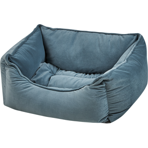 Beliani Pet Bed Blue Polyester 50 x 35 cm Velvet Rectangular Dog Cat Soft Cuddler Cushion Living Room Bedroom Material:Velvet Size:35x18x50