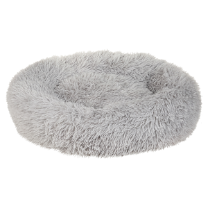 Beliani Pet Bed Light Grey Polyester 60 x 60 cm Round Dog Cat Soft Plushy Furry Cuddler Cushion Living Room Bedroom Material:Faux Fur Size:60x15x60