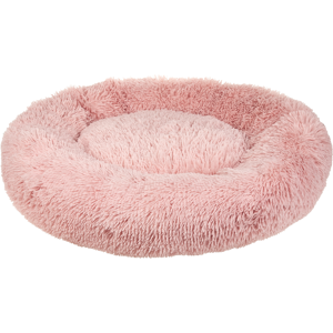 Beliani Pet Bed Pink Polyester 80 x 80 cm Round Dog Cat Soft Plushy Furry Cuddler Cushion Living Room Bedroom Material:Faux Fur Size:80x20x80