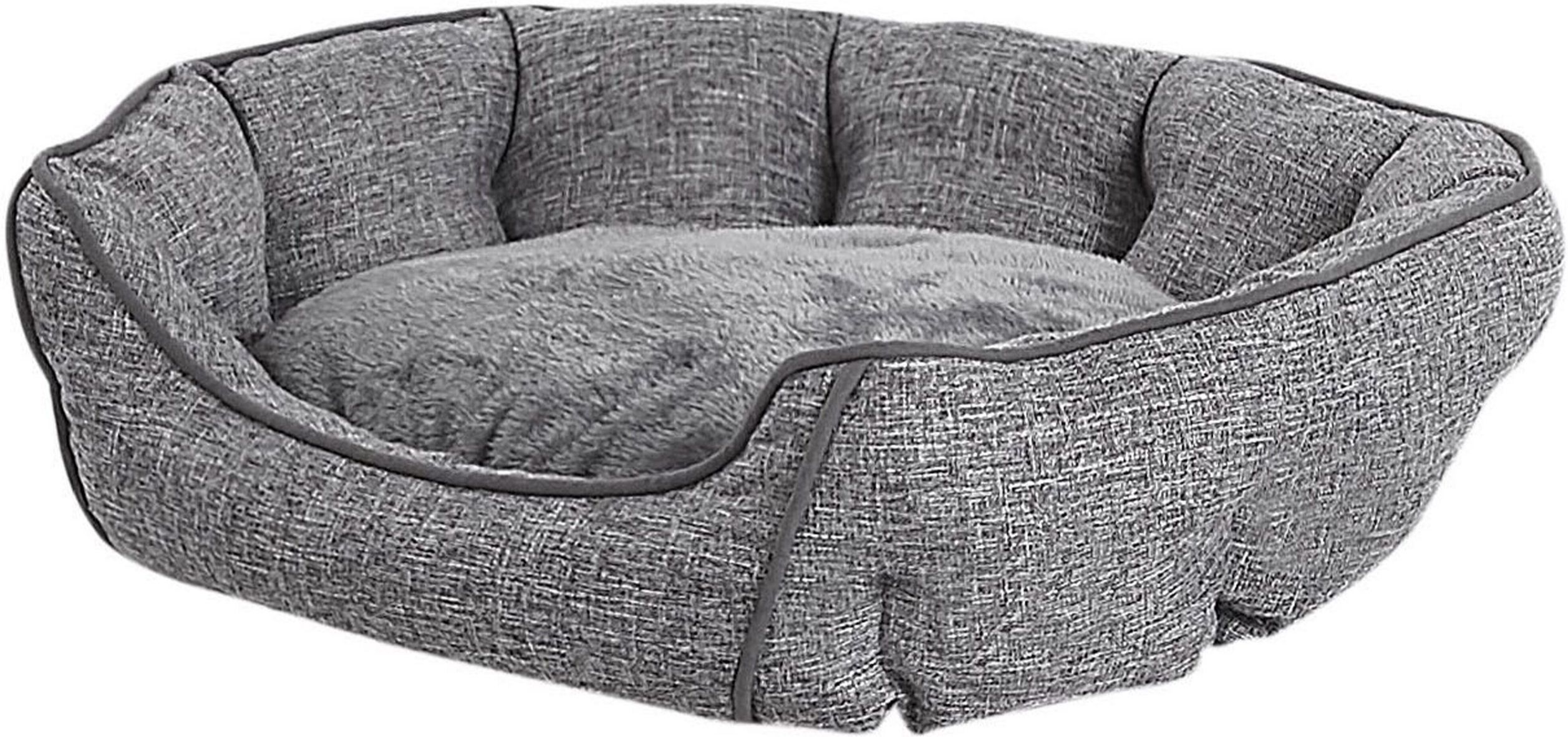 Beliani Pet Bed Grey Linen Round Dog Bed or Cat Bed Living Room Bedroom Boho Style Scandinavian Style