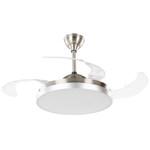 Beliani Ceiling Fan with Light Ventilator Silver Synthetic Material Metal 4 Blades Remote Control Material:Metal Size:50x55x50