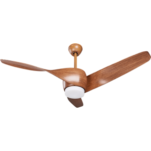 Beliani Ceiling Fan with Light Ventilator Brown Synthetic Material Iron Remote Control Wood Grain Effect Modern Traditional Living Room Material:Iron Size:110x54x110