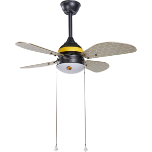 Beliani Ceiling Fan with Light Bee-Shaped for Kids with Pull Chain 4 Blades Speed Control Modern Design Material:Iron Size:95x50x95