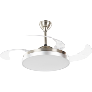 Beliani Ceiling Fan with Light Ventilator Silver Synthetic Material Metal 4 Blades Remote Control Material:Metal Size:50x55x50