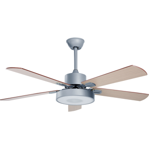 Beliani Ceiling Fan with Light Ventilator Grey Synthetic Material Iron Remote Control Light Wood Grain Effect Traditional Living Room Material:Iron Size:130x52x130