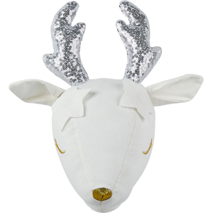 Beliani Plush Animal Head Wall Decor White Cotton Roe Deer Head Kid's Room Toy Decoration Accessory Material:Cotton Size:18x29x20