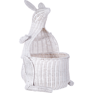 Beliani Wicker Kangaroo Basket White Rattan Woven Toy Hamper Child's Room Accessory Material:Rattan Size:42x74x46