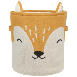 Beliani Kids Storage Basket Cotton Beige and Orange with Handles Toys Storage Material:Cotton Size:35x40x35